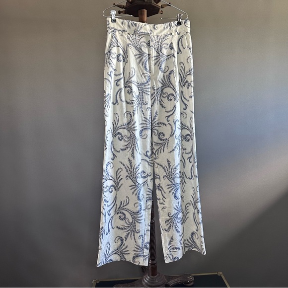 Banana Republic Pants - Nwt Banana Republic Wide Leg Linen Blend Blue Floral Pants Sz 8
